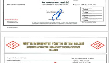 ISO 10002 belgesi de tamam