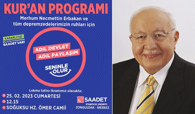 Depremzedeler ve Erbakan için Kur'an programı