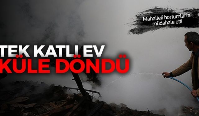 Karabükte çıkan yangında tek katlı bir ev alevlere teslim oldu