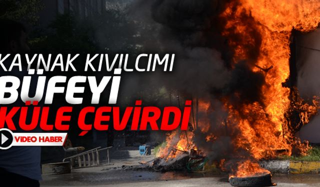 Karabükte kaynak yapıldığı sırada kıvılcımların sıçradığı büfede yangın çıktı