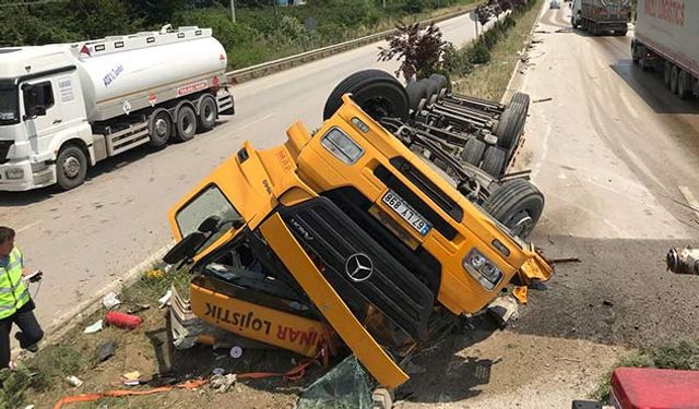 Sac yüklü TIR takla attı: 1 yaralı!..