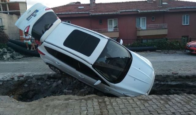 Kozlu'da kanala düşen araç şaha kalktı!..