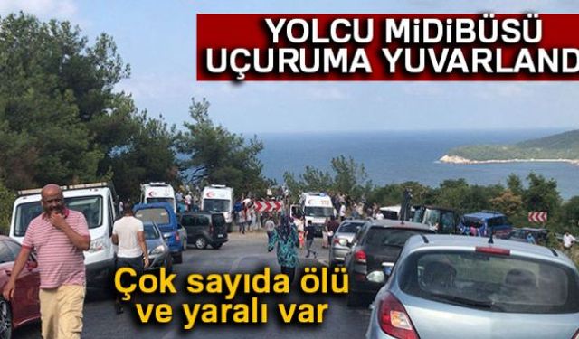 Bartında yolcu midibüsü 21 yolcusuyla birlikte kontrolden çıkarak uçuruma yuvarlandı