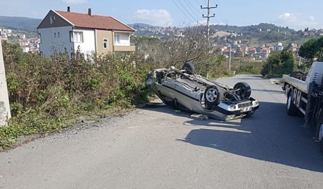 Freni patlayan otomobil takla attı: 1 yaralı!..