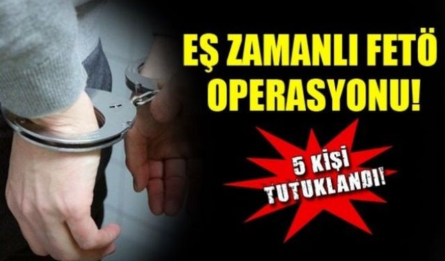 Zonguldak merkezli 4 ilde düzenlenen FETÖ operasyonunda ByLock kullandıkları ve örgütsel faaliyetlere katıldıkları tespit edilen 5 şüpheli gözaltına alındı