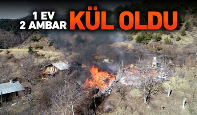 Bir ev ve 2 ambar çıkan yangında küle döndü!