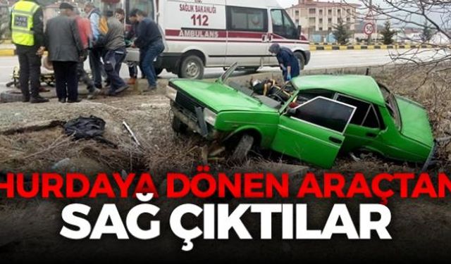 Kontrolden çıkan otomobil su kanalına uçtu