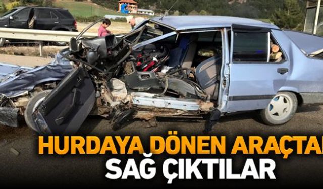 İki otomobilin çarpışması sonucu meydana gelen trafik kazasında 2 kişi yaralandı