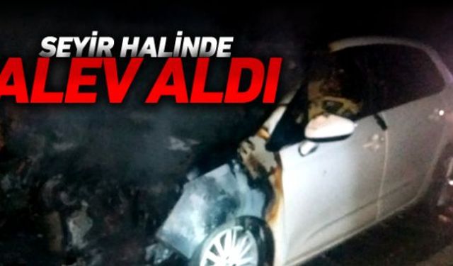 Ankara-Karabük karayolunda seyir halindeyken motoru alev alan otomobil kullanılmaz hale geldi