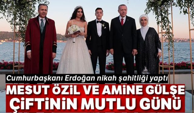 Cumhurbaşkanı Recep Tayyip Erdoğan, dünyaca ünlü Zonguldaklı futbolcu Mesut Özil ile Türkiye güzeli Amine Gülşe'nin düğün törenine katılarak nikah şahitliği yaptı