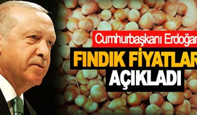 Erdoğan, kaliteli kabuklu Giresun fındığı için taban fiyatın kilogramda 17 lira, Levant fındık için 16,5 lira olarak belirlendiğini bildirdi