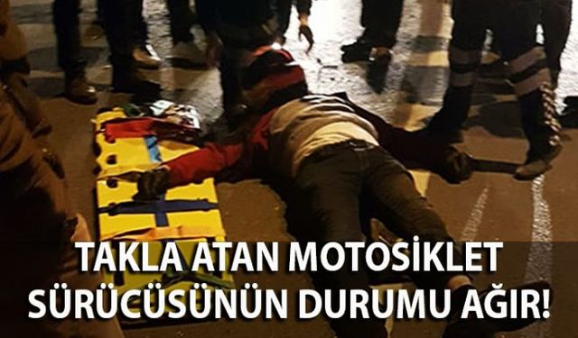 Zonguldakın Ereğli ilçesinde direksiyon hâkimiyetini kaybeden motosiklet sürücüsü, motosikletin devrilmesi sonucu ağır yaralandı