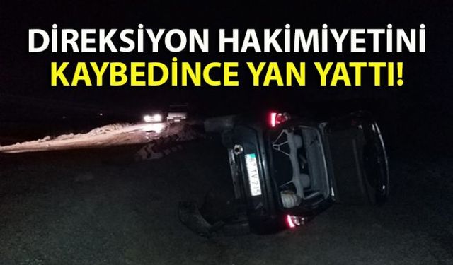 Zonguldakın Ereğli ilçesinde meydana gelen trafik kazasında otomobil sürücüsü direksiyon hakimiyetini kaybederek yoldan çıktı