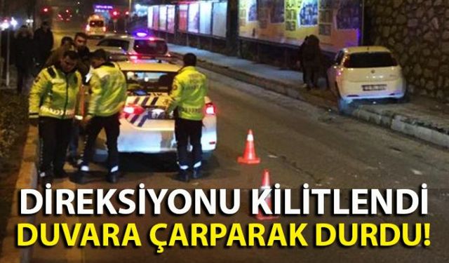 Zonguldakta direksiyonu kilitlenen otomobil sürücüsü kontrolden çıkarak önünde seyreden otomobile çarptı