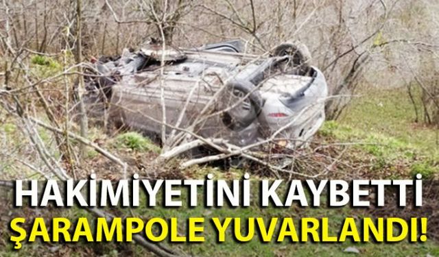 Zonguldak-Ereğli yolunda meydana gelen trafik kazasında sürücüsünün kontrolünden çıkan otomobil şarampole yuvarlandı