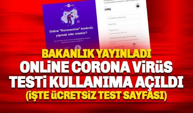 Sağlık Bakanlığı yurttaşlara online koronavirüs testi yapmaya başladı