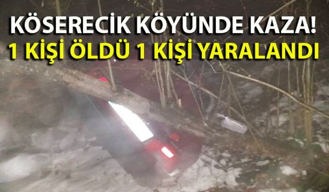 Kozlu ilçesine bağlı Köserecik Köyü yakınlarında meydana gelen trafik kazasında bir kişi öldü 1 kişi de yaralandı