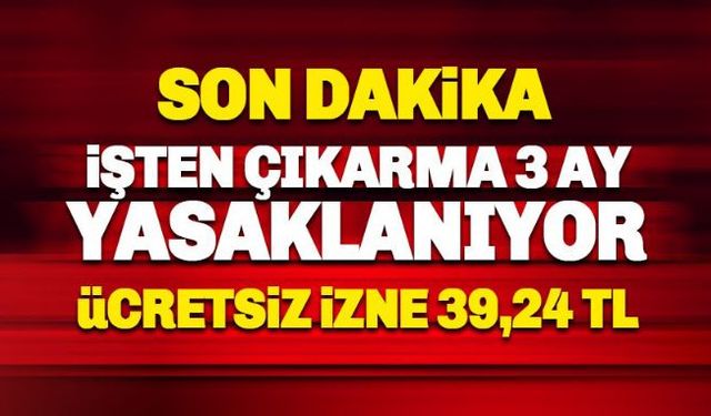 İşten çıkarma 3 ay yasaklandı