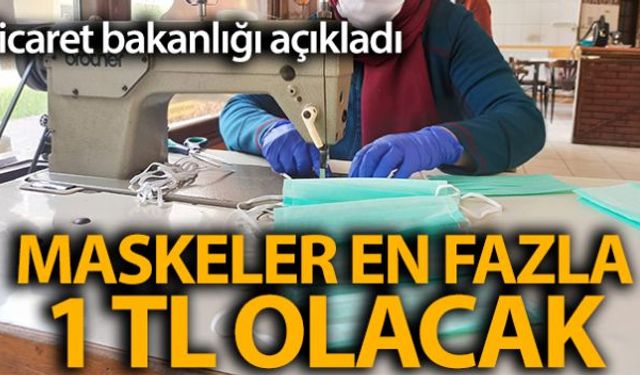 Ticaret Bakanlığı, cerrahi maskelerin perakende satış noktalarında en fazla 1 liraya satılabileceğini duyurdu