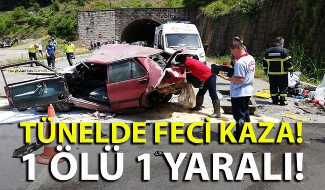 Zonguldak-İstanbul Karayolu Değirmenağzı Tüneli mevkiinde meydana gelen kazada otomobil sürücüsünün kontrolünden çıkan otomobil alt yola uçtu