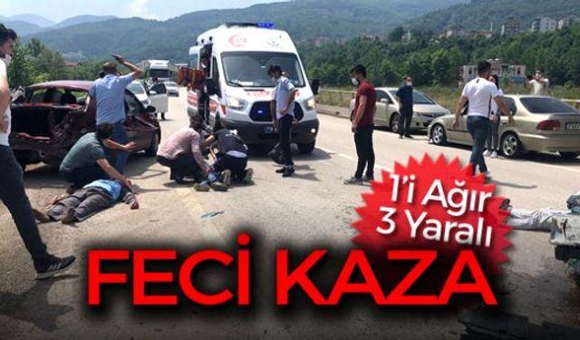 İki otomobilin çarpıştığı kazada 1'i ağır, 1'i çocuk 3 kişi yaralandı