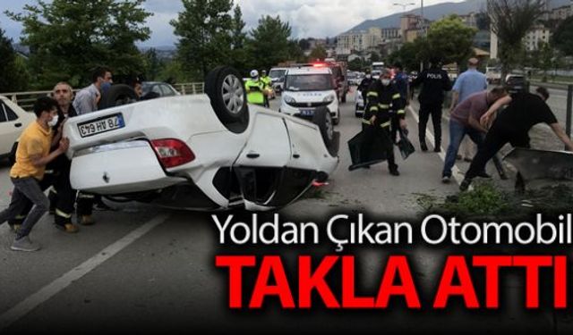 Kontrolden çıkarak takla atan otomobilde bulunan 3 kişi yaralandı