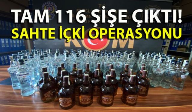 Zonguldakın Ereğli ilçesinde polisin yaptığı operasyonla 116 şişe sahte içki ele geçirildi