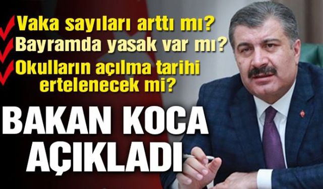 Bilim Kurlu toplantısı sonrası basın toplantısı düzenleyen Sağlık Bakanı Fahrettin Koca, güncel corona verilerini açıklayarak, "Bugünkü vaka sayımız bin 41