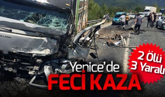 Karabükün Yenice ilçesinde otomobil ve kamyon çarpıştı