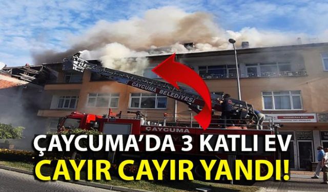 Zonguldakın Çaycuma ilçesine bağlı Yeni Mahallede bir evde yangın çıktı