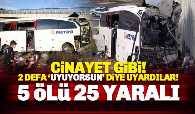 Karabük'ten İstanbul'a giden yolcu otobüsü Kuzey Marmara Otoyolu'nda bariyeri aşarak üst geçide çarptı