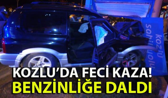 Kozlu ilçesine bağlı Fatih Sitesi kavşağında aşırı hız yapan bir araç benzin istasyonuna daldı