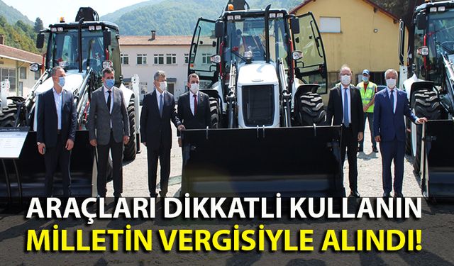 Zonguldak Valiliği il Özel idaresi 2020 yılı yatırım programında alınan 18 araçtan altı adet iş makinası törende ilçelere dağıtıldı