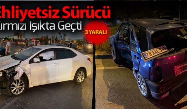 Ehliyetsiz sürücünün neden olduğu trafik kazasında 1'i çocuk 3 kişi yaralandı