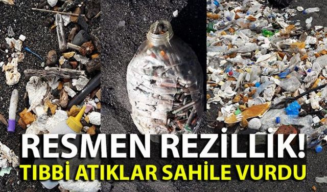 Kozlu sahiline vuran enjektörler, serum ve tıbbi atıklar tehlike saçıyor