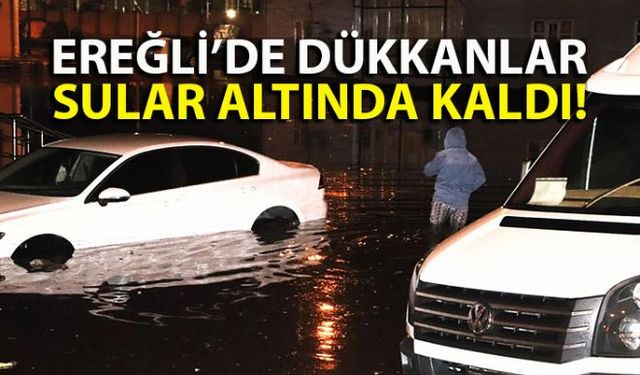 Zonguldakın Ereğli ilçesinde gece saatlerinde başlayan şiddetli yağış ve fırtına ilçede su baskını ve ağaçların yıkılmasına neden oldu