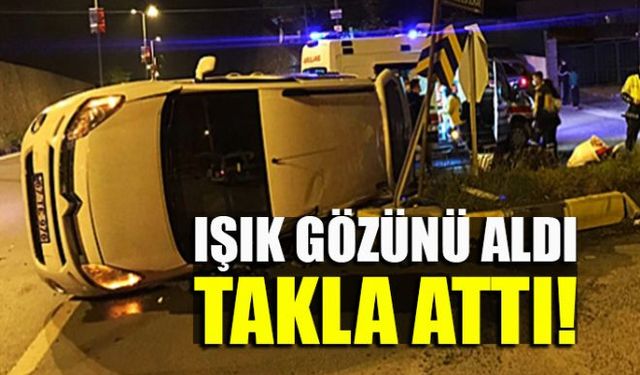 Zonguldakın Ereğli ilçesinde meydana gelen kazada otomobil takla attı