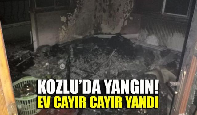 Zonguldakın Kozlu İlçesi 19 Mayıs Mahallesinde 3 katlı binanın 3ncü katında bir evde yangın çıktı