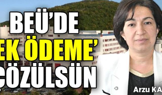 Türk Sağlıksen Zonguldak Şube Başkanı Arzu Kara, Bülent Ecevit Üniversitesi Hastanesinde ek ödeme sorununun çözülmesini istedi