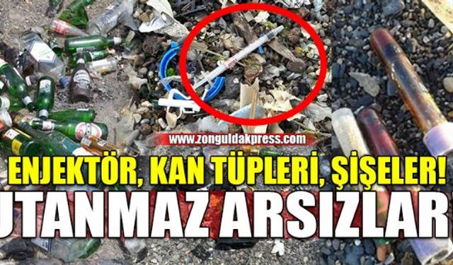 Zonguldakın güzide mekanları arasında yer alan Kozlu sahiline atılan şarap, viski ve bira şişeleri vatandaşların tepkisini çekti!