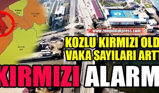 Zonguldakta Corona virüs vaka sayılarında patlama yaşanırken Kozlu kırmızaya büründü