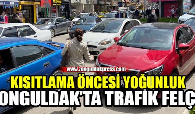 Zonguldakta tam kapanma kapsamında, Ramazan Bayramında uygulanacak tedbirler öncesi kent merkezinde araç trafiği ve insan yoğunluğu dikkat çekti