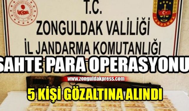 İstanbul ve Kocaeli'nden temin edilen sahte paraları Zonguldak ve civar illere dağıttığı öne sürülen 5 kişi gözaltına alındı