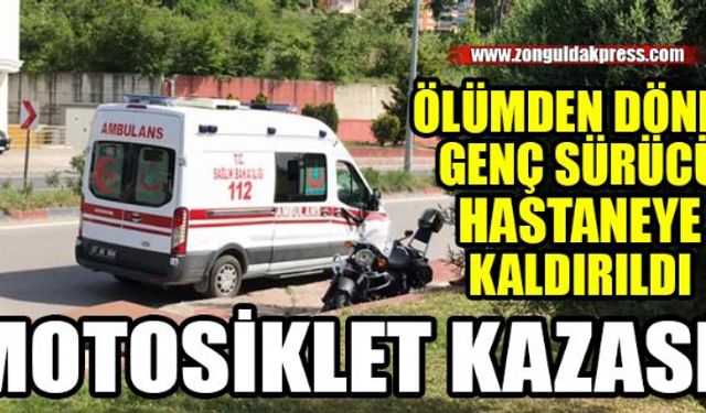 Zonguldak'ın Kozlu İlçesinde sahil yolunda meydana gelen motosiklet kazasında 1 kişi yaralandı