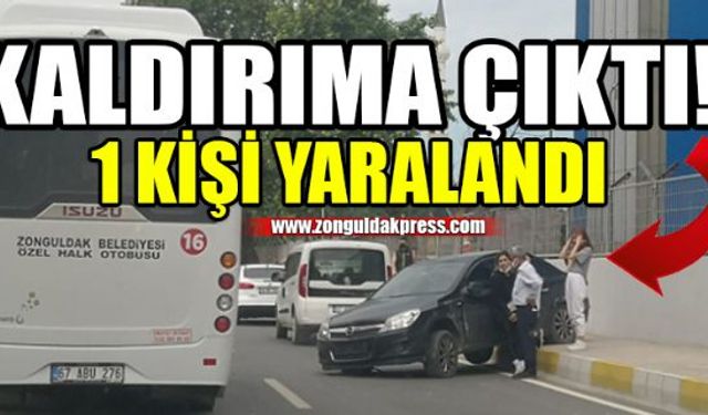 Zonguldakın Milli Egemenlik Caddesi üzerinde meydana gelen trafik kazasında 1 kişi yaralandı