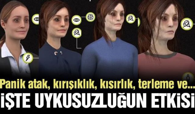 Bilim insanları, uykusuzluğun insan bedeni üzerindeki etkilerini özel bir grafik tasarımıyla gözler önüne serdi