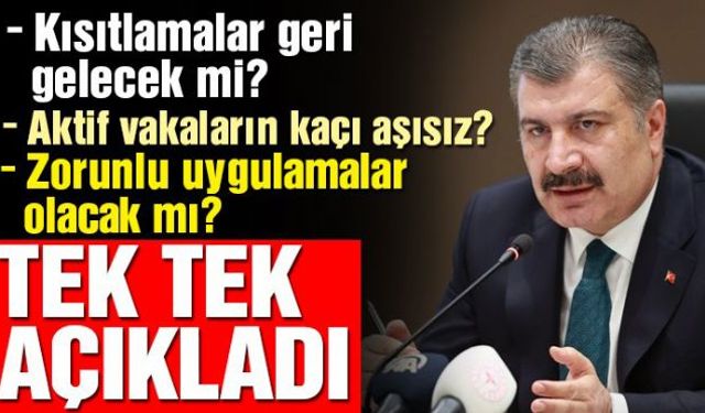 Sona eren Koronavirüs Bilim Kurulu toplantısının ardından açıklamalarda bulunan Sağlık Bakanı Fahrettin Koca, "Kısıtlamaya mecbur kalacağımız bir seyir şu an yok