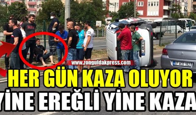 Zonguldakın Ereğli ilçesinde hafif ticari kamyonetlerin çarpışması sonucu meydana gelen trafik kazasında 3 kişi yaralandı