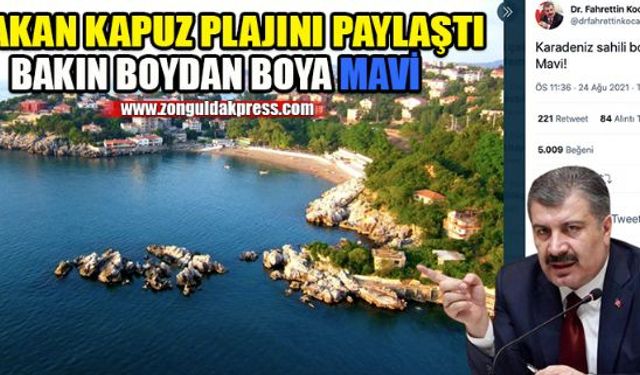 Sağlık Bakanı Fahrettin Koca, sosyal medya hesabından Zonguldak'ın meşhur Kapuz Plajı'nı paylaşarak mesaj gönderdi