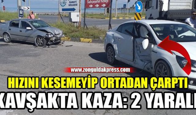 Zonguldakın Ereğli ilçesinde meydana gelen trafik kazasında 2 kişi yaralandı